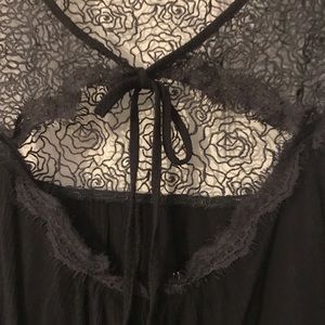Black tank with lace detail & a tie